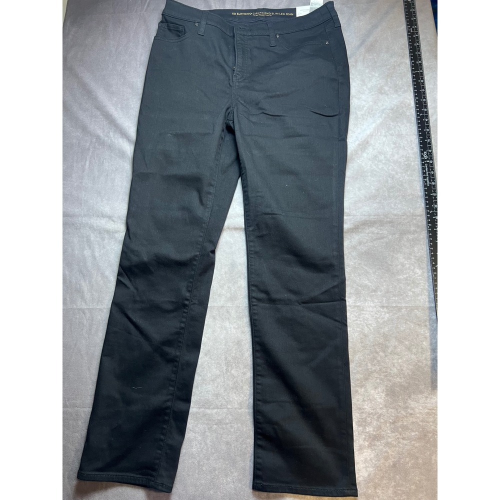 Chico's So Slimming Girlfriend Slim Leg Women's Jeans 1.5R Black Stretch Denim